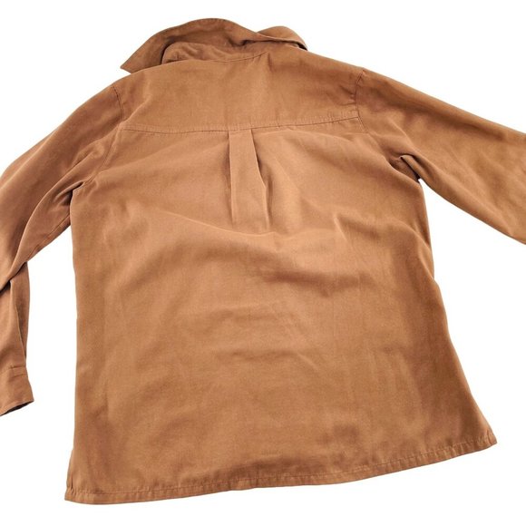 Chicos Design Brown Button-Up Long Sleeve Shirt Top Size 0 Polyester Womens Casu - Picture 4 of 5